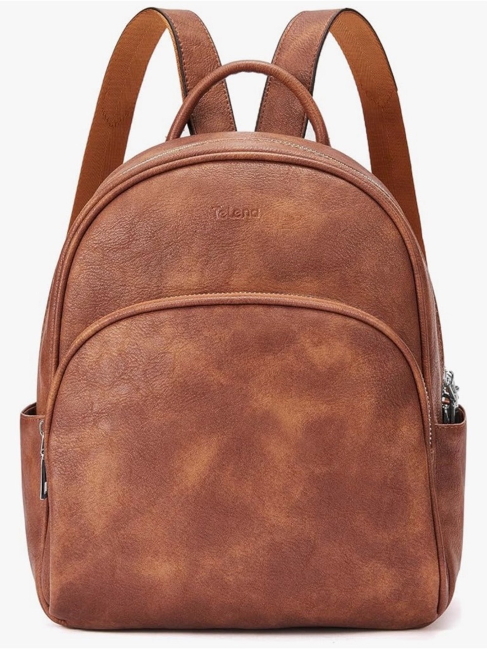 Small Women’s Brown Vegan Leather Backpack With Gunmetal Hardware